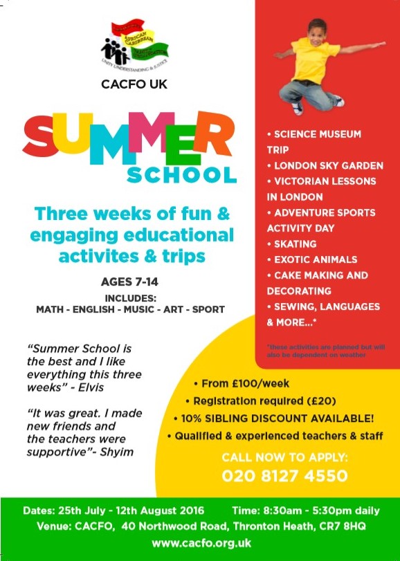 Summer School 2018 Draft Croydon African Caribbean Family Organisation Uk